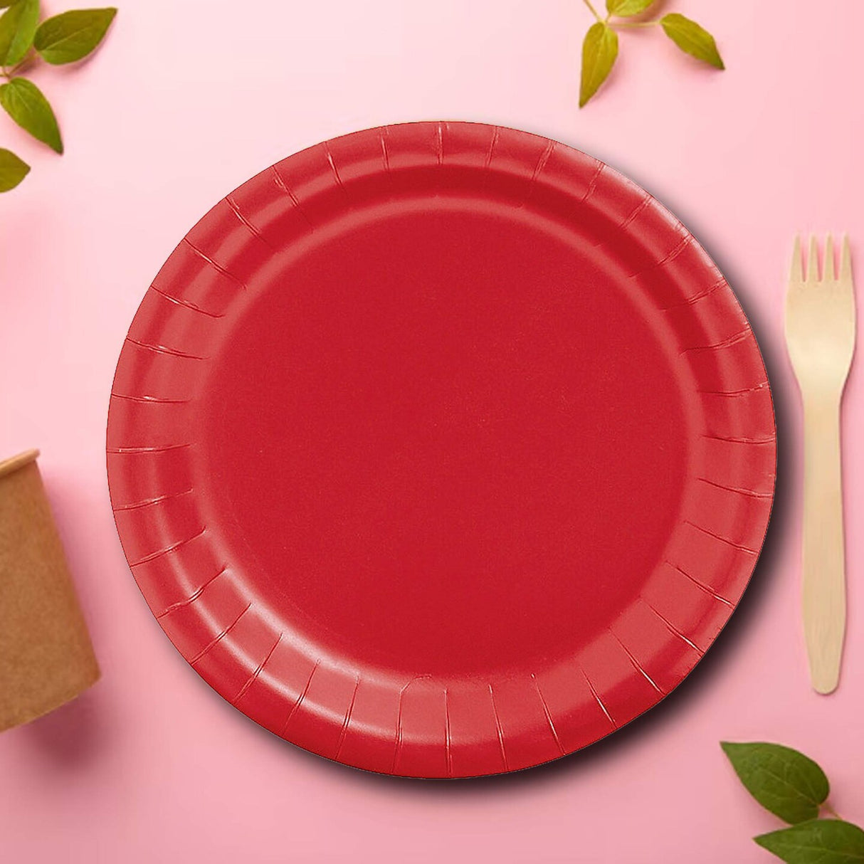 24 Count Vibrant Red Color Paper Dessert Plates for Birthday Wedding Party 7"