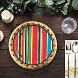 8 Count Gold Foil Viva Fiesta Paper Dessert Plates 7" Striped Serape Party Plates