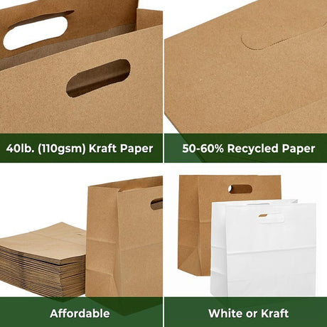 11" x 6" x 11" Die-Cut Handle Paper Bags Economy