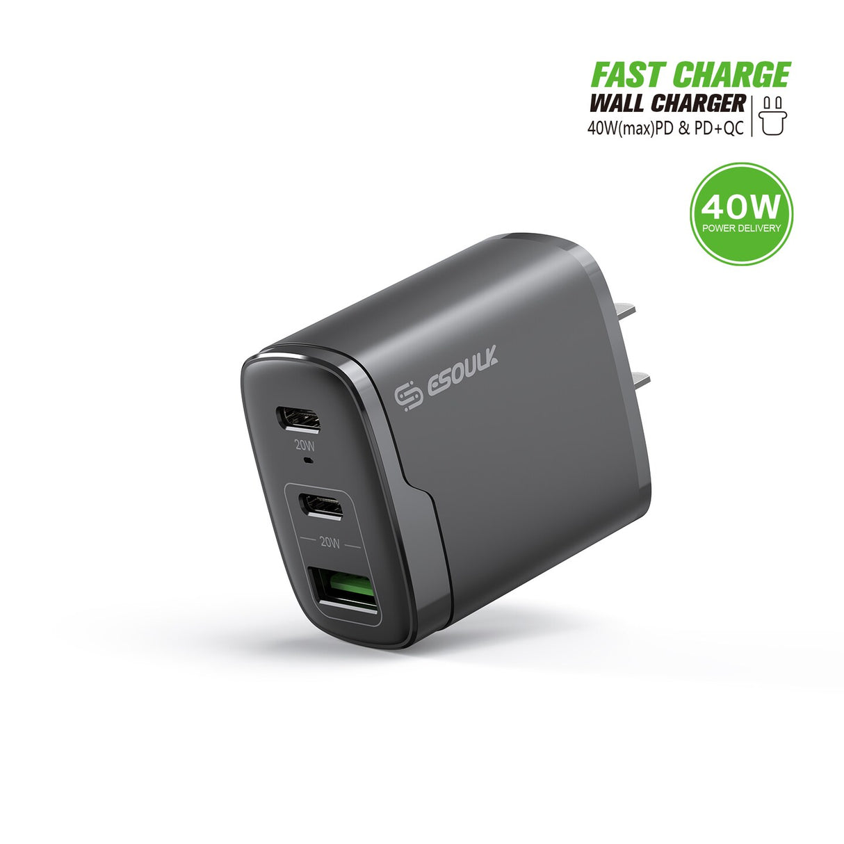 40W Dual Fast Wall Charger 12/48 - 3 COUNT