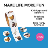 1 1/2" Realistic Farm Animal Photo Paper Sticker Roll 100 Pc