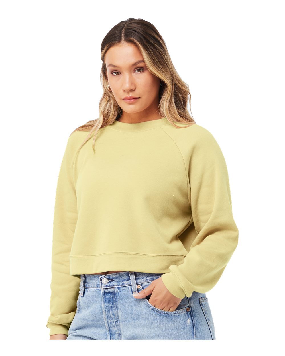 BELLA + CANVAS® Women's Crop Raglan Fleece Crewneck Sweatshirt - 7505