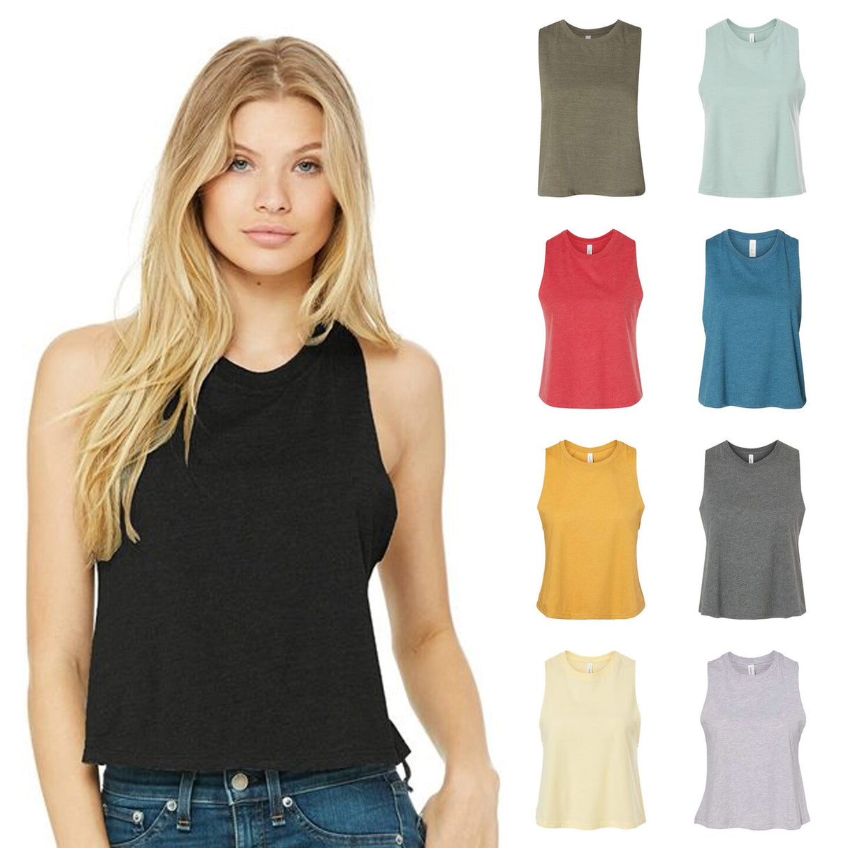 BELLA + CANVAS® Women's Racerback Crewneck Crop Tank - 6682