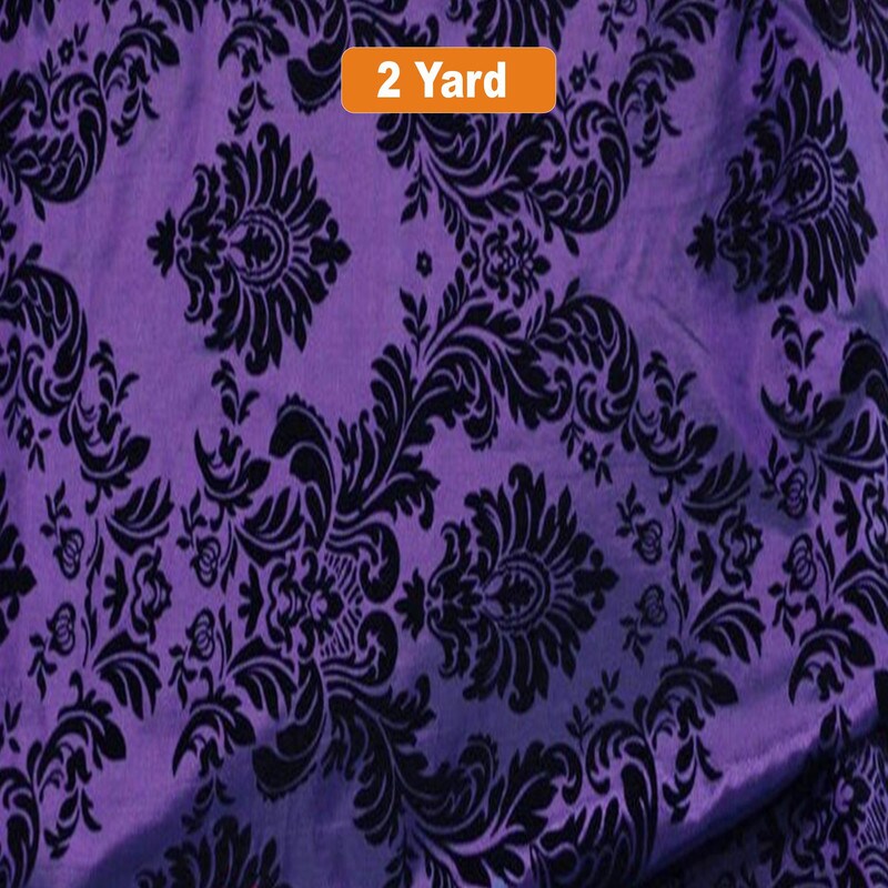 Damask Flocking Taffeta Fabric - 60" Wide for Curtains, Apparel, and Décor