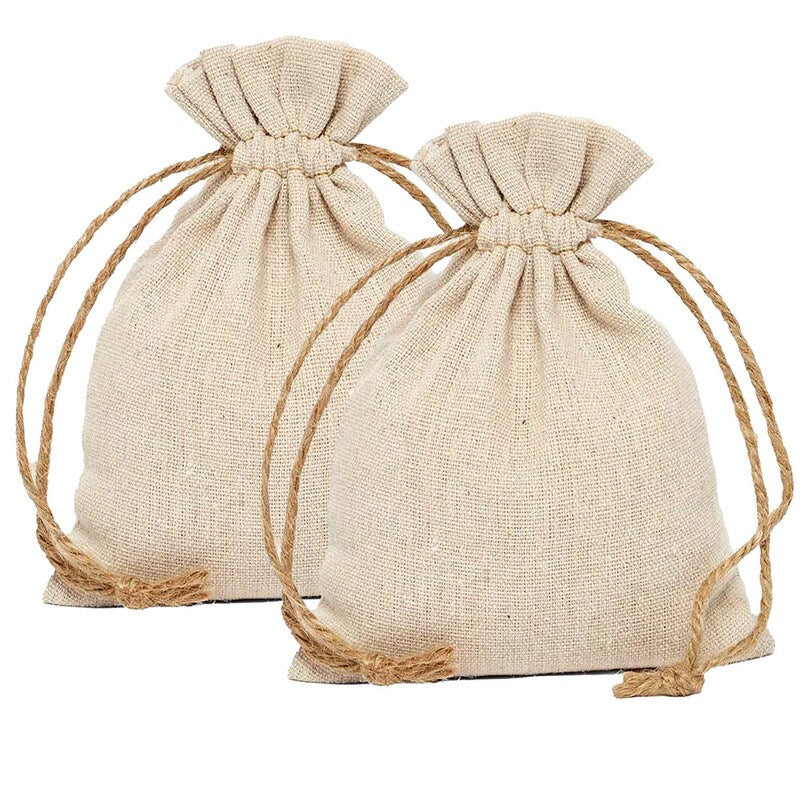 Linen Bag with Hemp Cord 6'' X 14'' Rustic