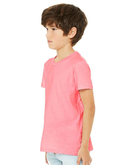BELLA + CANVAS Youth CVC Jersey Crew Neck Tee - 3001YCVC in Heather Grass Green