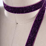 2 Yards Deep Purple Plum Colored Glitter Elastic Trim 5/8"