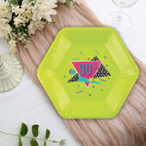 8 Ct. Neon 90s Party Paper Dinner Plates Funky Retro Design 9"