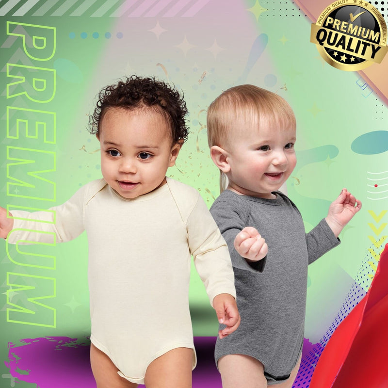 RADYAN® Infant Fine Jersey Long Sleeve Bodysuit Soft Cotton Fabric with Comfortable Snap Closure