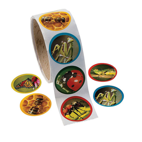 1 1/2" Realistic Bug Photo Paper Sticker Roll 100 Pc