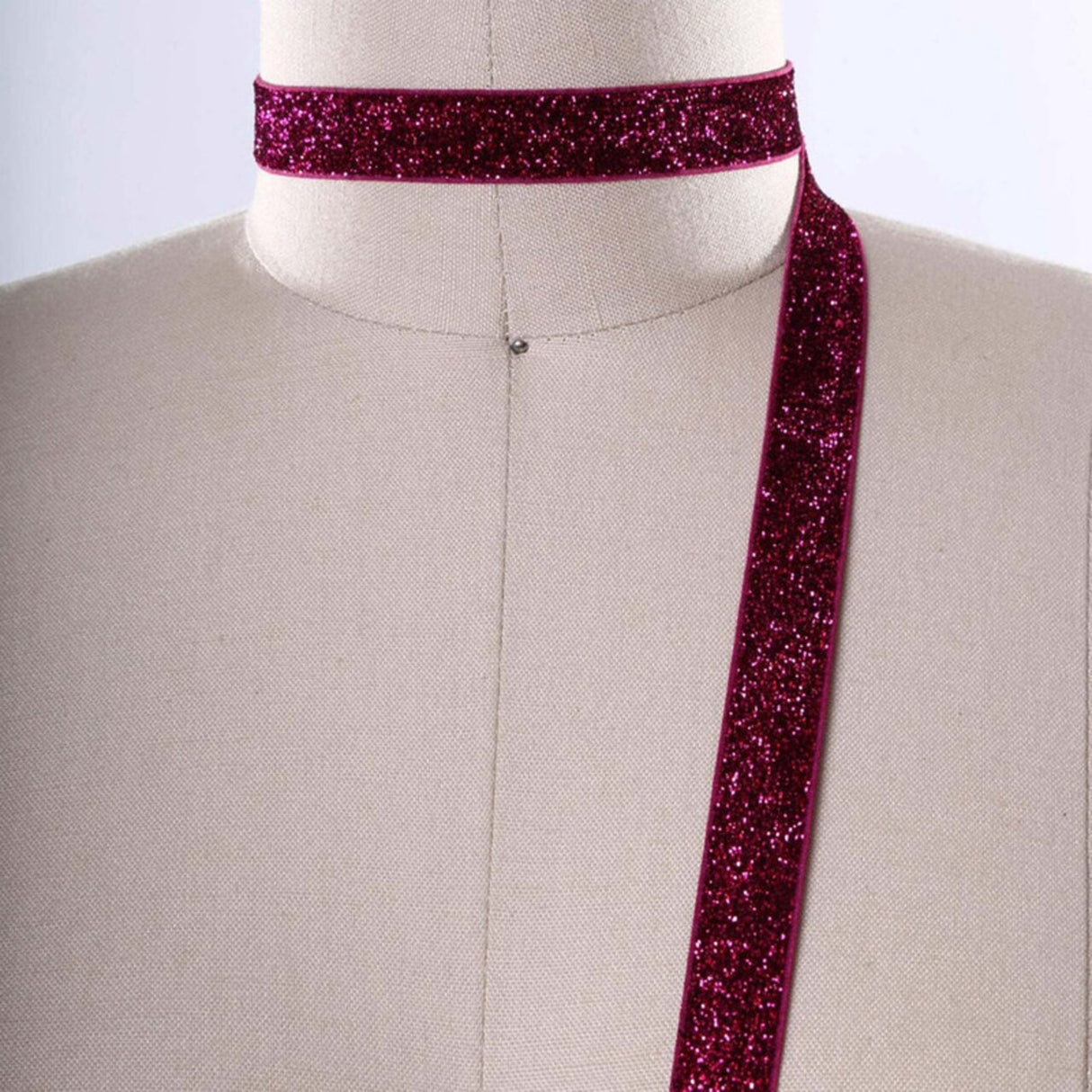2 Yards Magenta Glitter Elastic Trim 5/8" Shiny Stretch for Headbands & Crafts