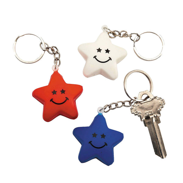 1 1/2" Mini Patriotic Star Foam Stress Toy Keychains 12 Pc.