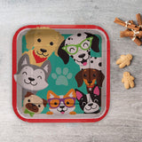 8 Count Dog Party Paw Print Square Paper Plates Disposable Birthday Celebrations 9"