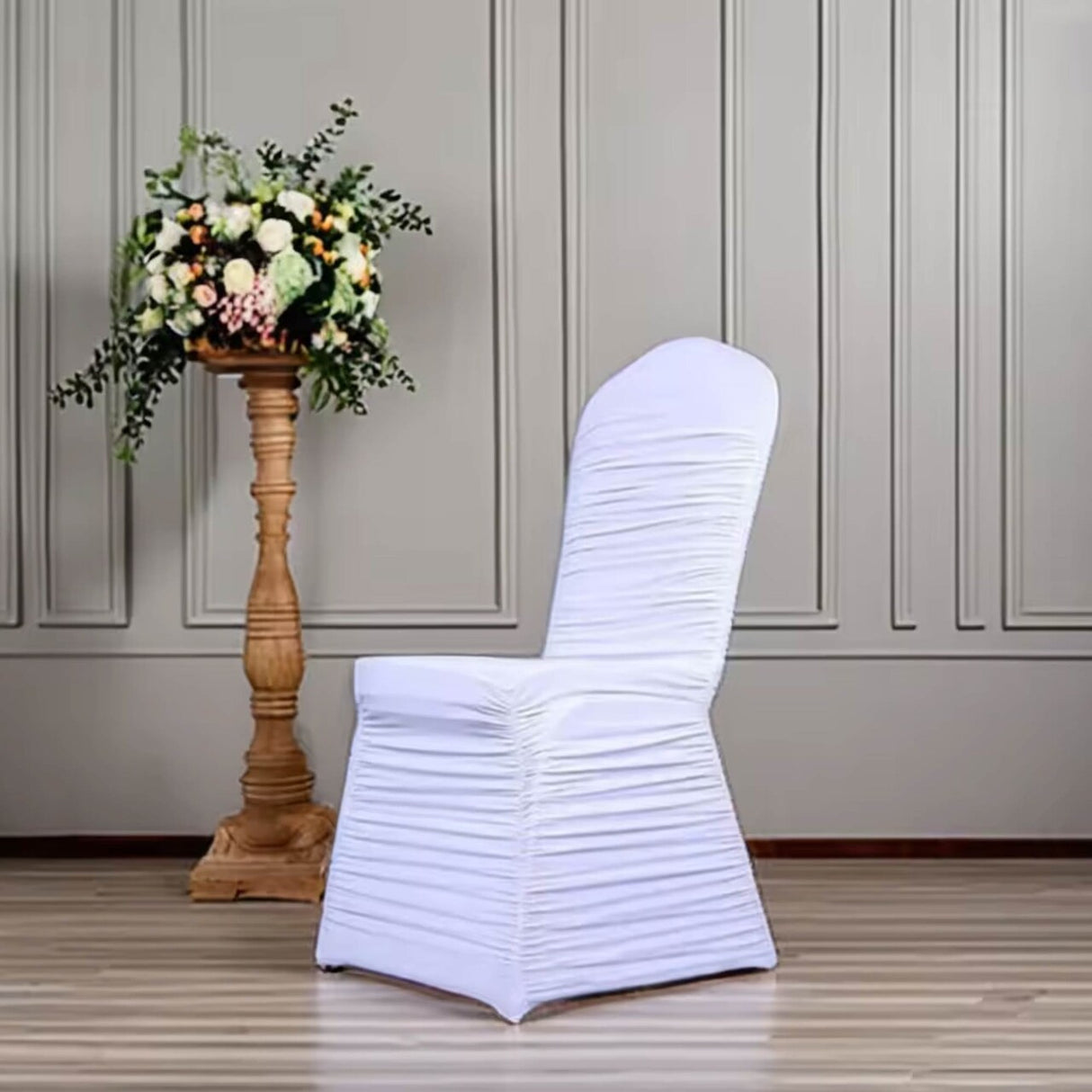 1 Piece Embossed Rouge Style Spandex Banquet Chair Cover White