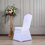 1 Piece Embossed Rouge Style Spandex Banquet Chair Cover White