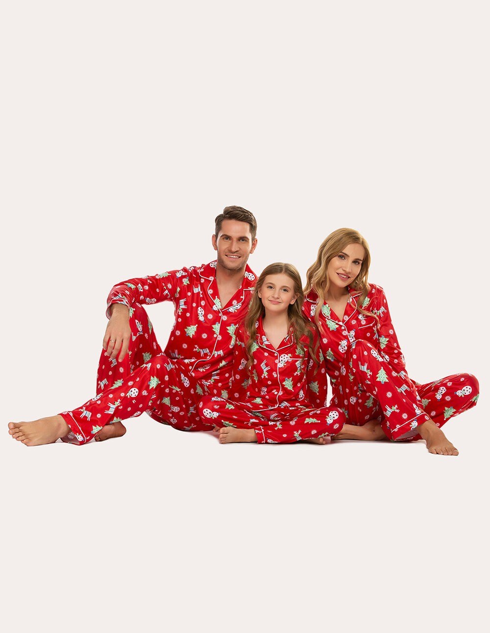 Christmas Loungewear Red Long Sleeve Tops And Pants Pajama Set