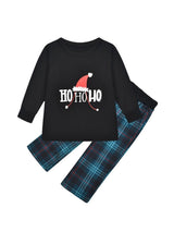 Christmas Hat Homewear Set Black Top & Plaid Pants