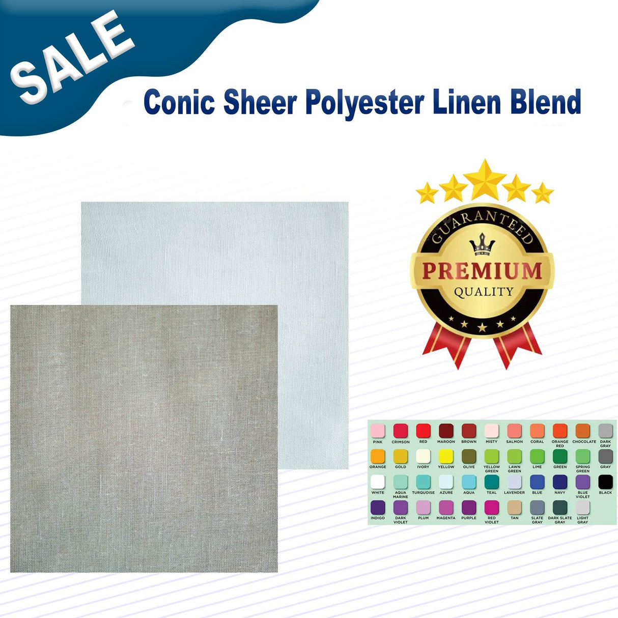 1 Yard Conic Sheer Polyester Linen Blend