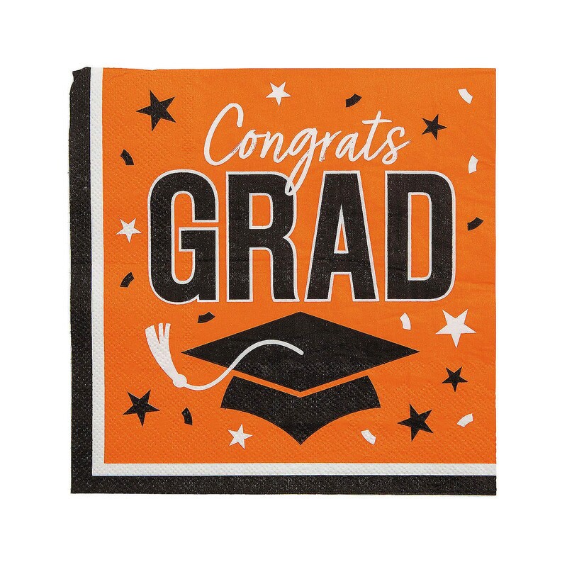 Congrats Grad Party Paper Luncheon Napkins 6.5 Inch Bulk 50 Count