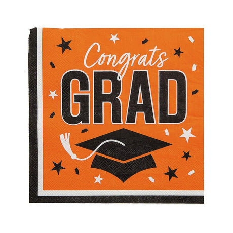Red Congrats Grad Paper Luncheon Napkins 6.5 Inch Bulk Pack of 50