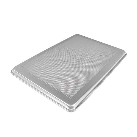 26" x 18" Full Size Perforated Sheet Pan 18 Gauge 3003 Aluminum Galvanized Wire Rim