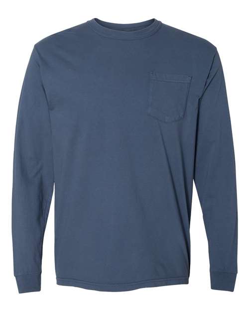 Comfort Colors® Garment-Dyed Heavyweight Crewneck Long Sleeve Pocket T-Shirt