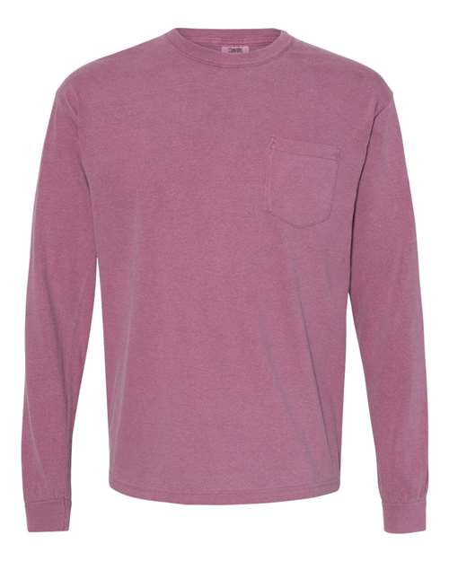 Comfort Colors® Garment-Dyed Heavyweight Crewneck Long Sleeve Pocket T-Shirt