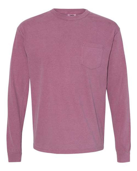 Comfort Colors® Garment-Dyed Heavyweight Crewneck Long Sleeve Pocket T-Shirt