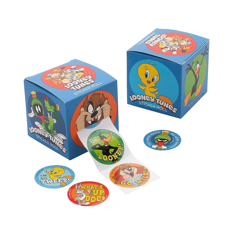 1 1/2" Looney Tunes Sticker Roll with Dispenser 100 Pc
