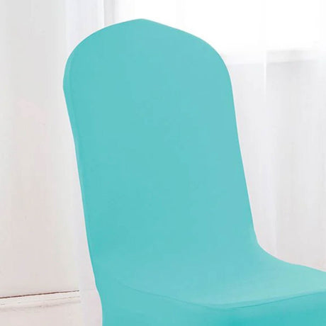 1 Funda para silla de banquete de spandex color azul piscina con ajuste elástico y sin arrugas para decoración elegante de eventos