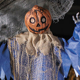27 1/2" Hanging Blue &amp; Burlap Pumpkin Man Halloween Decoration