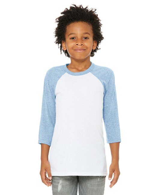 Bella + Canvas® Youth Three-Quarter Sleeve Baseball T-Shirt - 3200Y