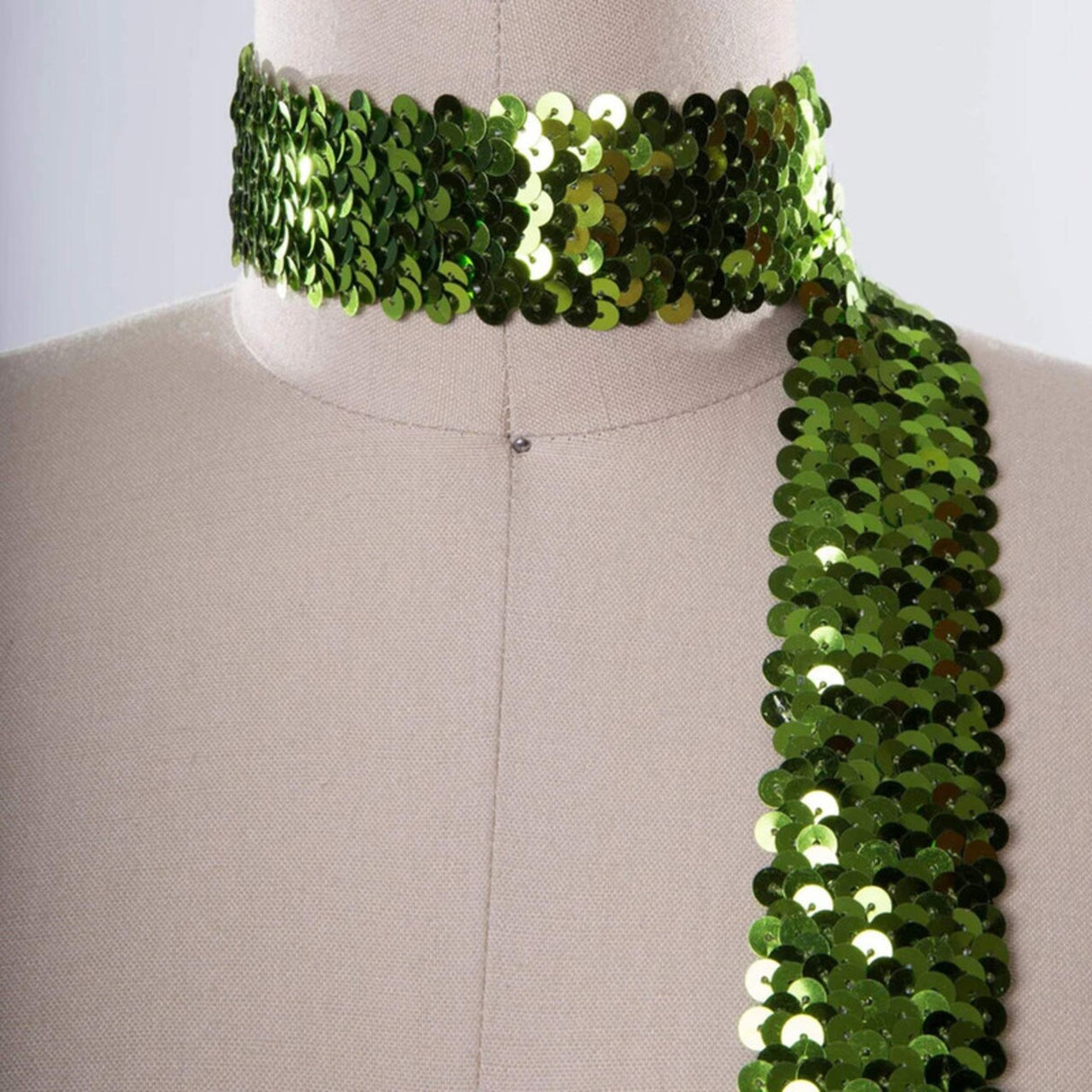 1 Yard Seaweed Green Stretch Sequins Trim Headband Stretch 1.5 Inch