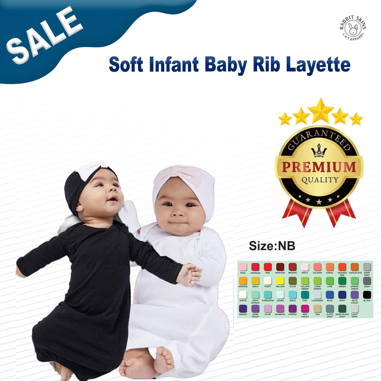 Rabbit Skins® Soft Infant Baby Rib Layette