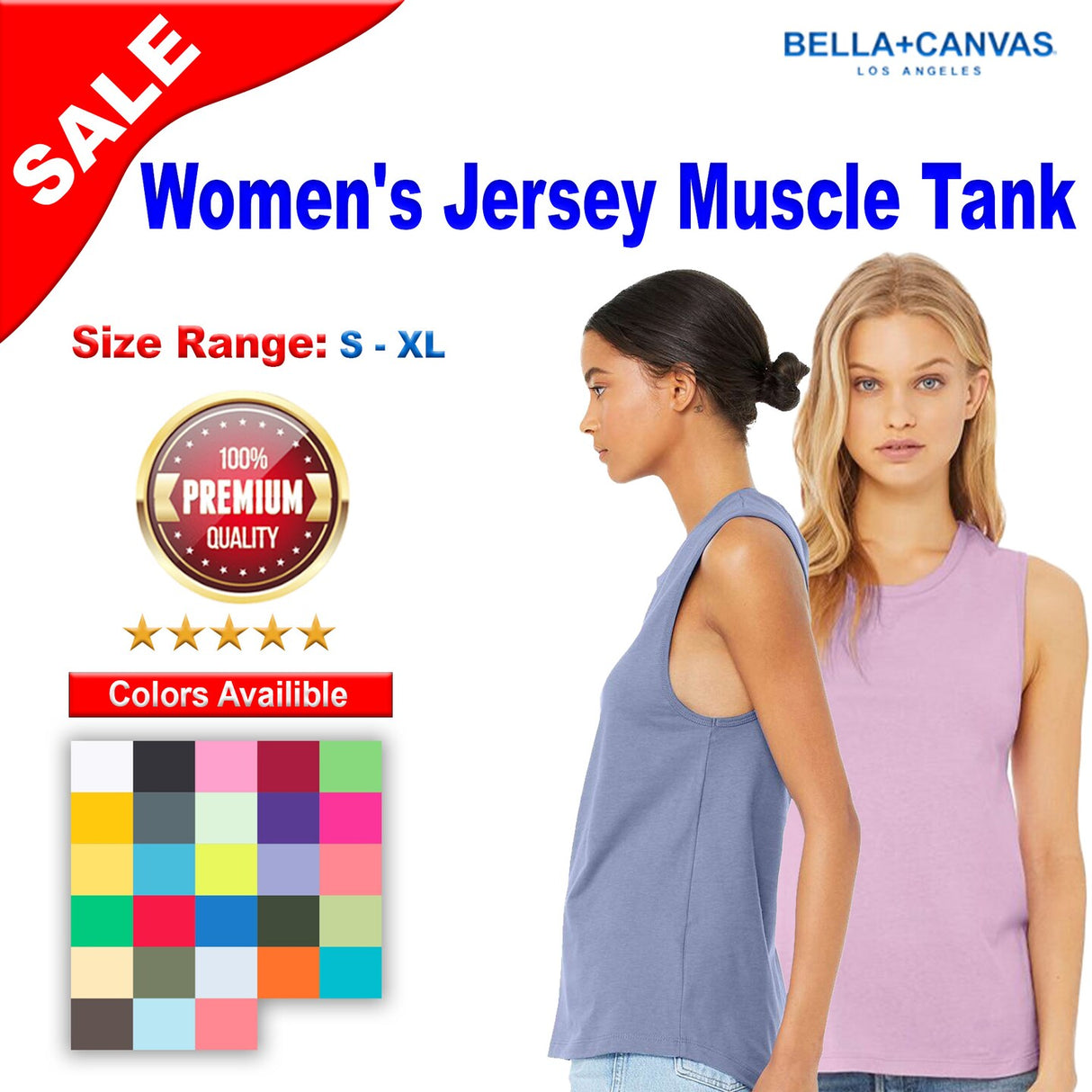 BELLA + CANVAS® Women's Jersey Muscle Crew Neck Short Sleeve Tank - 6003