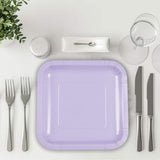 24 Count Lavender Square Paper Dessert Plates Pastel Disposable Plates for Special Events 7"