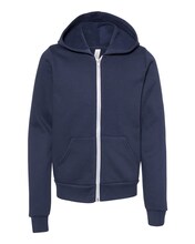 BELLA + CANVAS 3739Y Youth Sponge Fleece Full-Zip Hoodie Sweatshirt - 3739Y in M