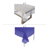 White Lace-Printed & Light Pink Rectangle Disposable Plastic Tablecloth Kit - 2 Pc.