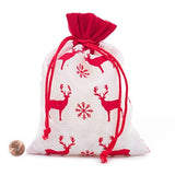 White & Red Christmas Deer Fabric Bag 6” x 8” Holiday Packaging