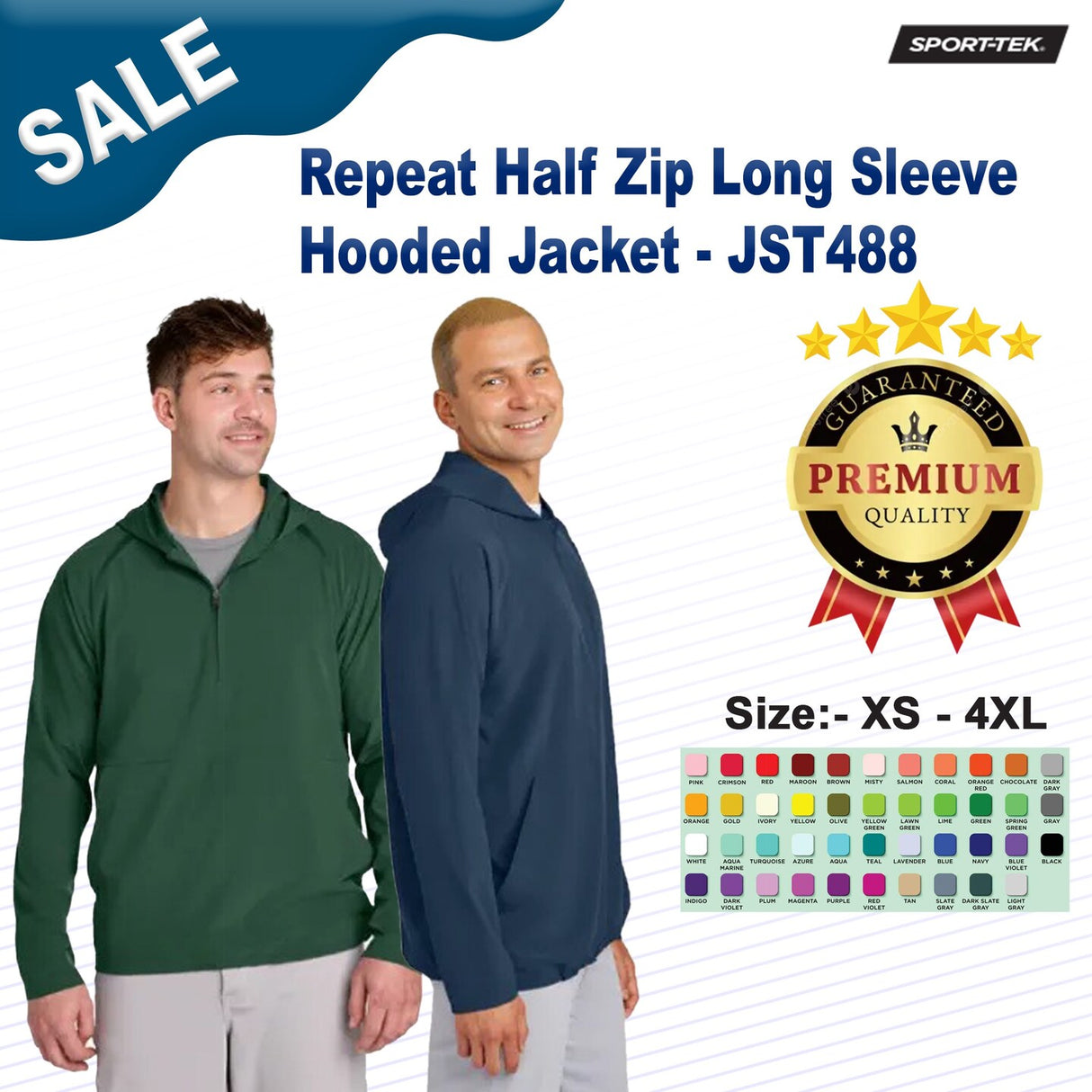 Sport-Tek® Repeat Half Zip Long Sleeve Hooded Jacket