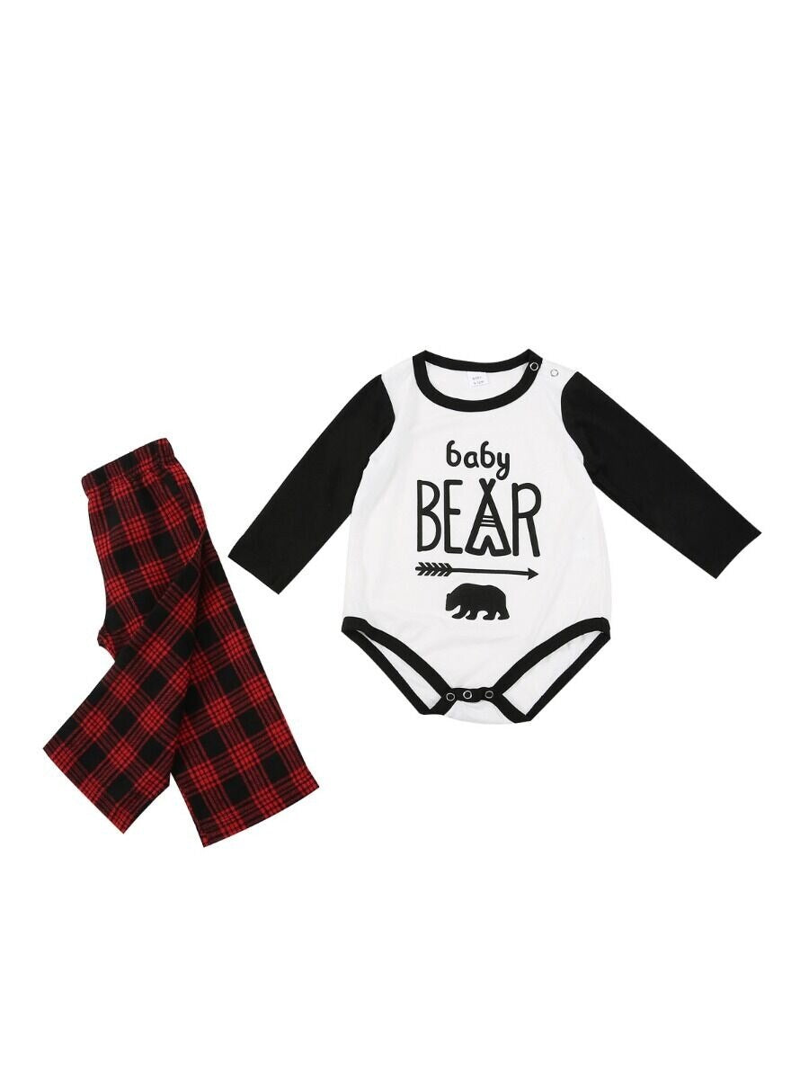 Bear Top And Plaid Pants Christmas Homewear Set