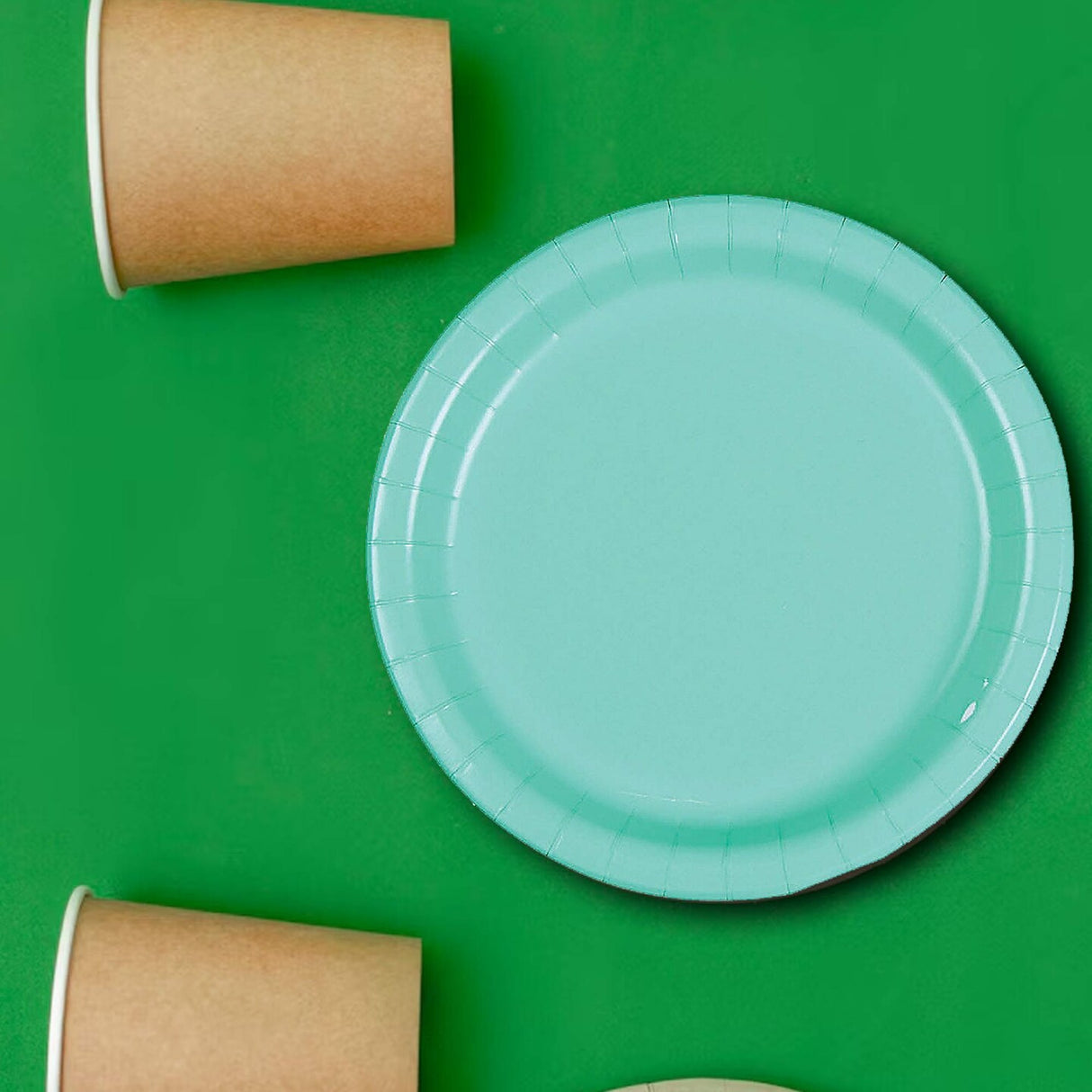 24 Count Mint Round Plates Paper 7 Inch Solid Color for Entertaining and Parties