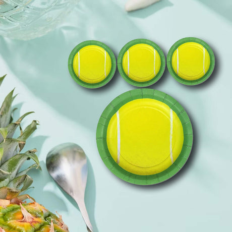 Havercamp Tennis Ball 7" Round Dessert Plates 24 Count Eco Friendly Party Plates