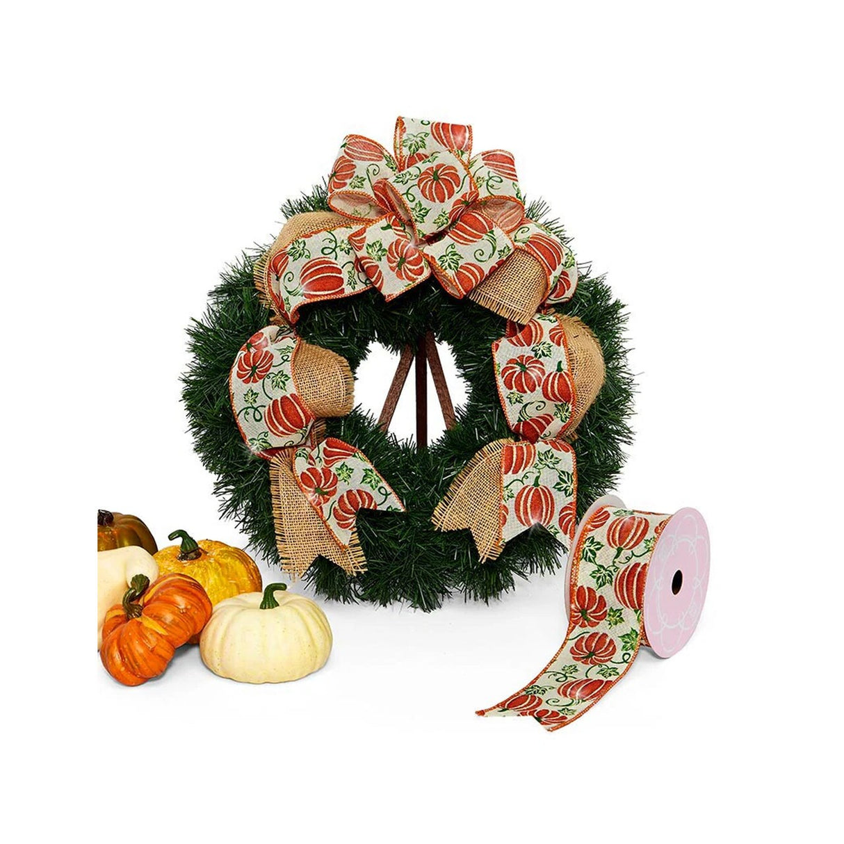 Pumpkin Patch Natural Wired Ribbon 2.5" x 10 Yards