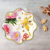 8 Count Iridescent Fairy Paper Plates Gold Trimmed Party Disposable Dinnerware 9"