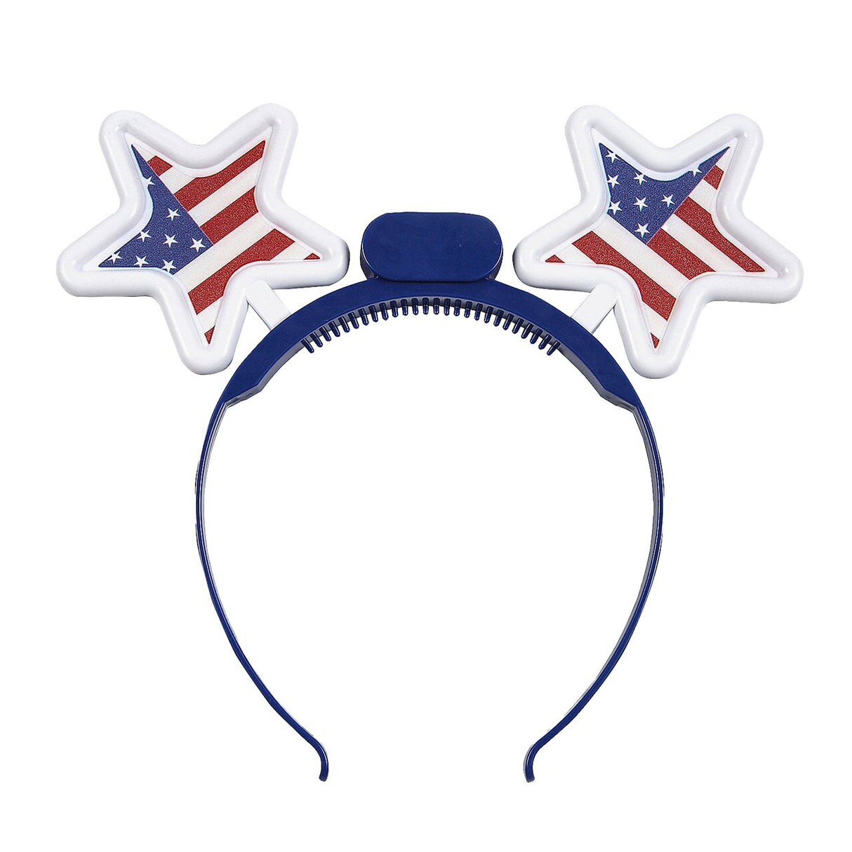 9" circ. Patriotic Red, White & Blue LED Light-Up Star Headbands 6 Pieces