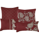 Paisley Embroidery 7 Pieces Burgundy Comforter Set