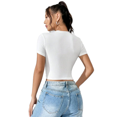 BELLA + CANVAS Women’s Crewneck Short Sleeve Crop Tee in White