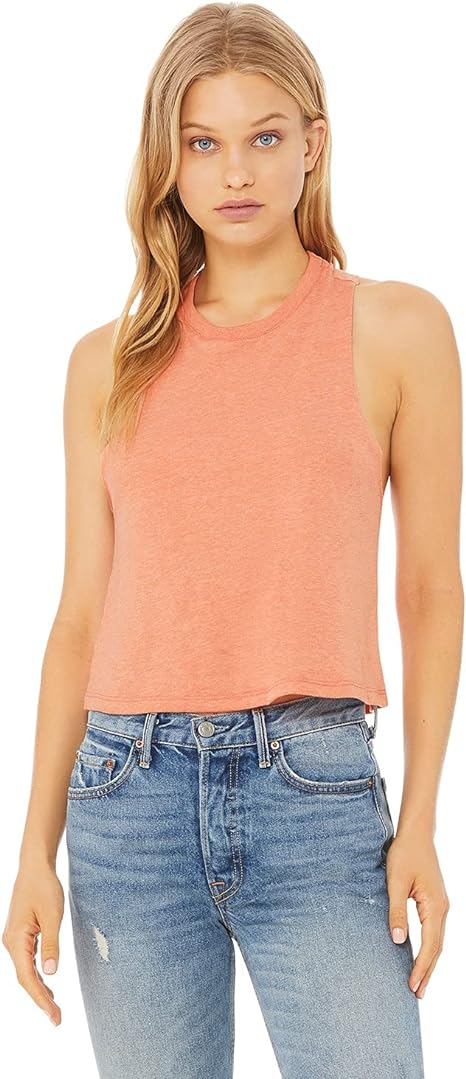 BELLA + CANVAS® Women's Racerback Crew Neck Crop Tank Top