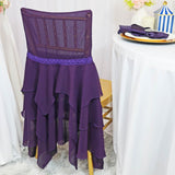 1 Piece Deep Eggplant Chiffon Chair Cover with Sash Elegant for Weddings & Events